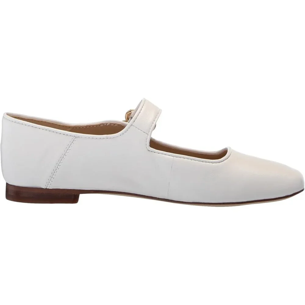 Sam Edelman Womens Bright White Leather  Michaela Mary Jane Ballet Flat Shoes - Picture 6 of 7